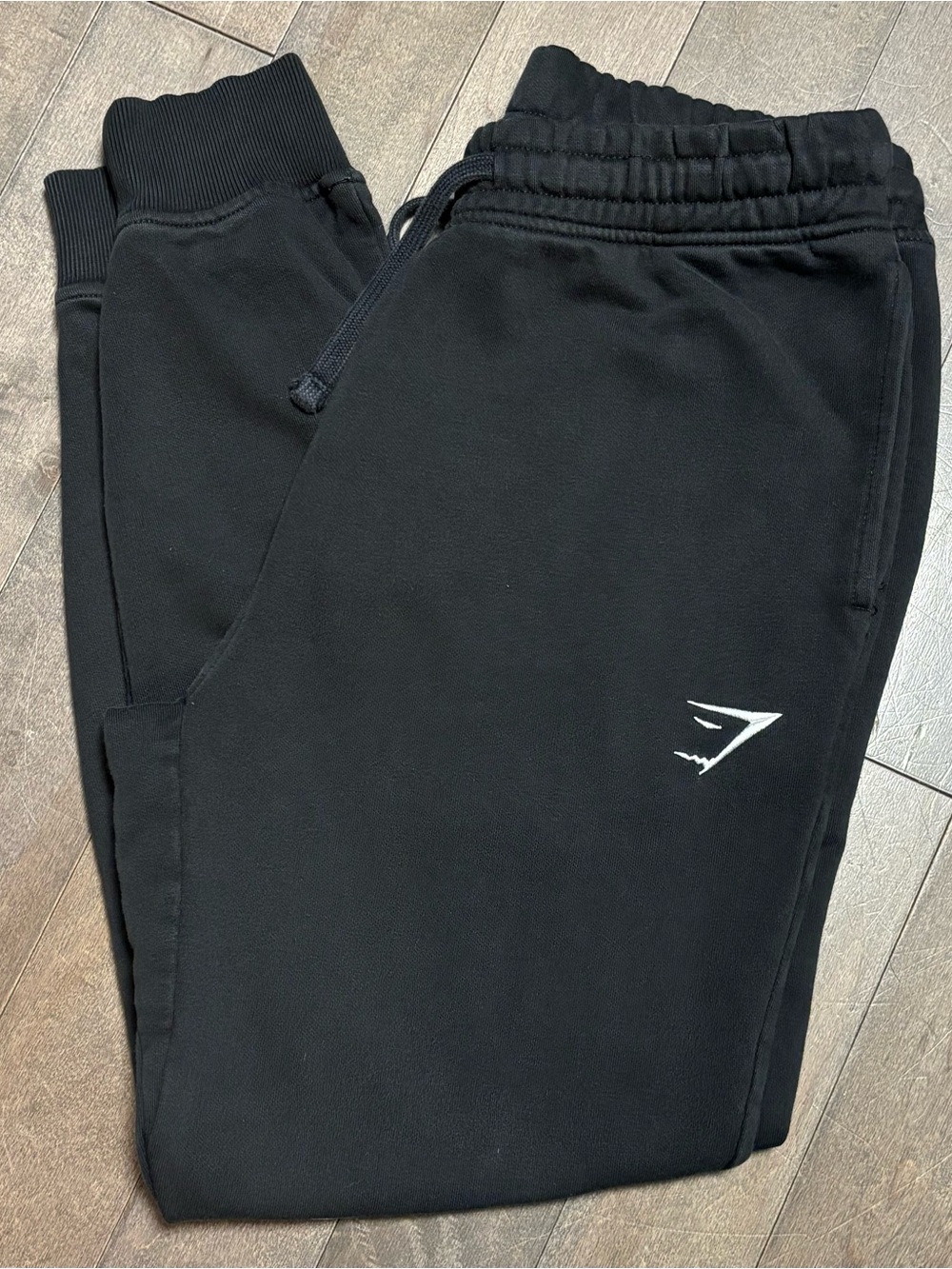 Gymshark Men's Jogger Pants M Black Cotton Blend Fleece Drawstring Pockets